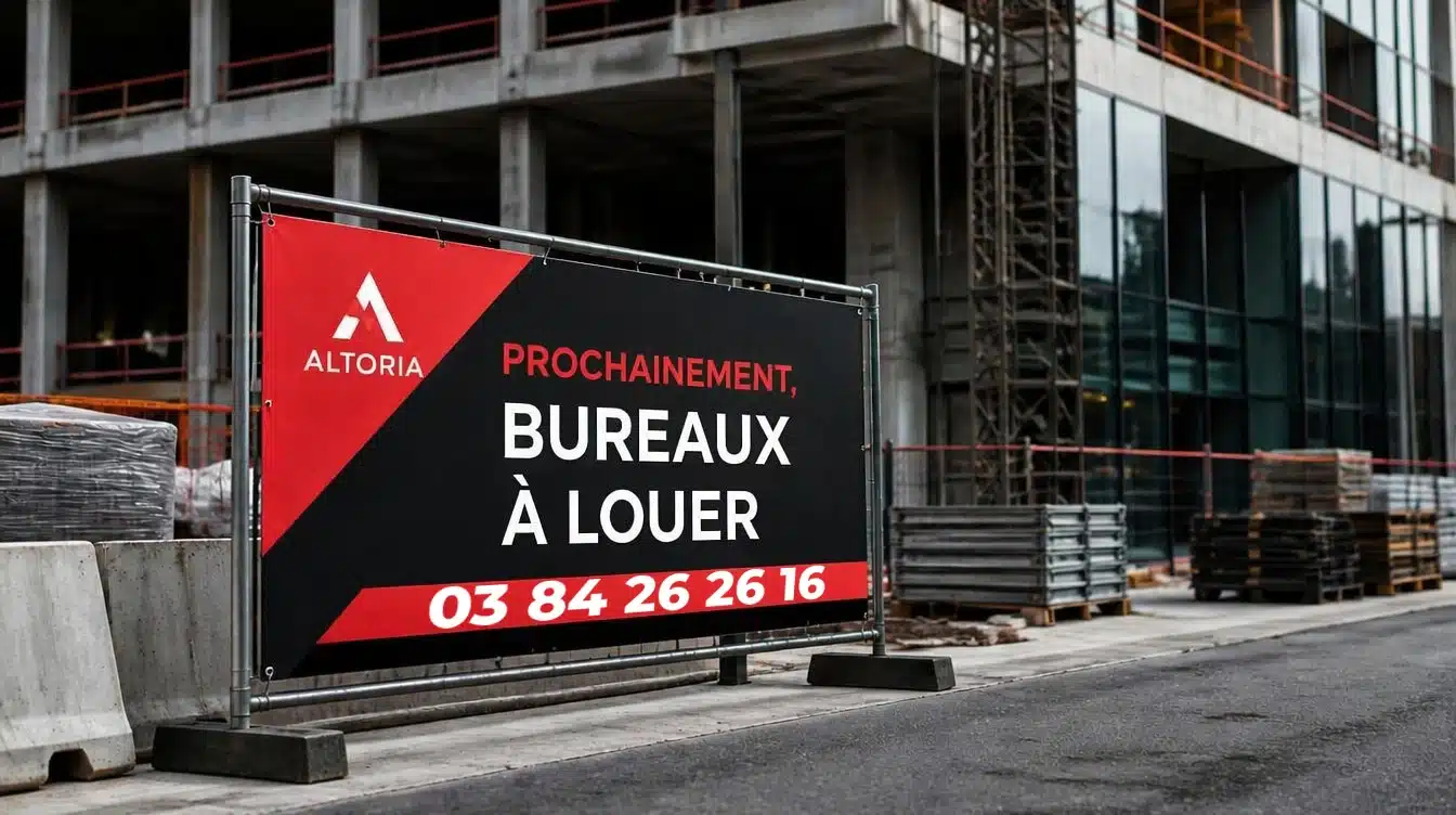 Panneau de chantier professionnel installé devant une maison en travaux