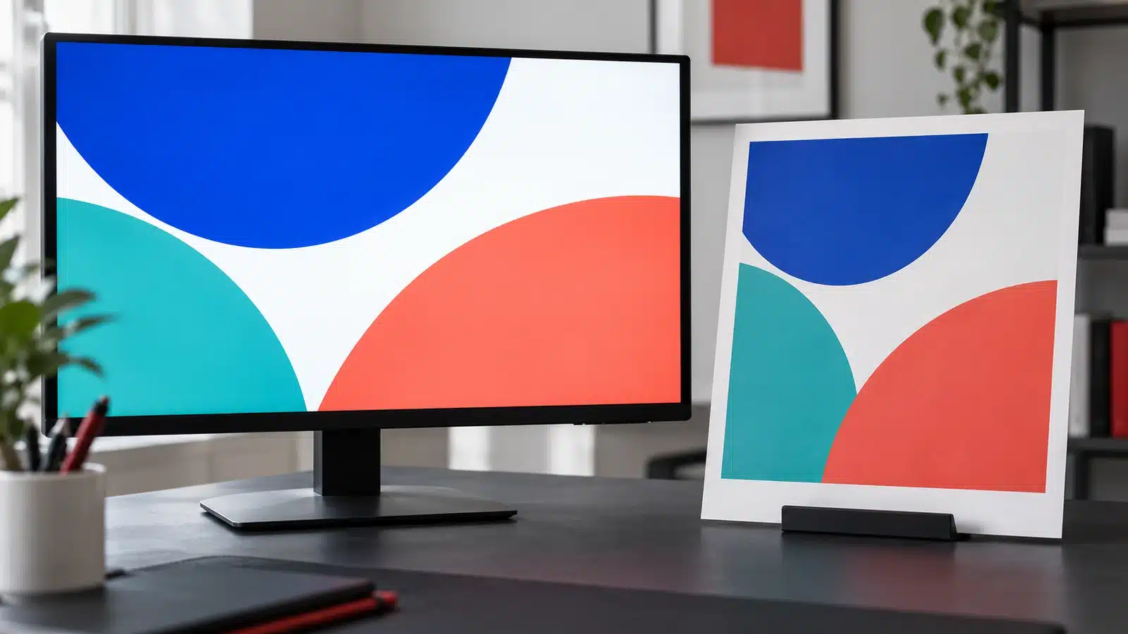 Comparaison des couleurs d’un même visuel sur un écran et sur un support imprimé